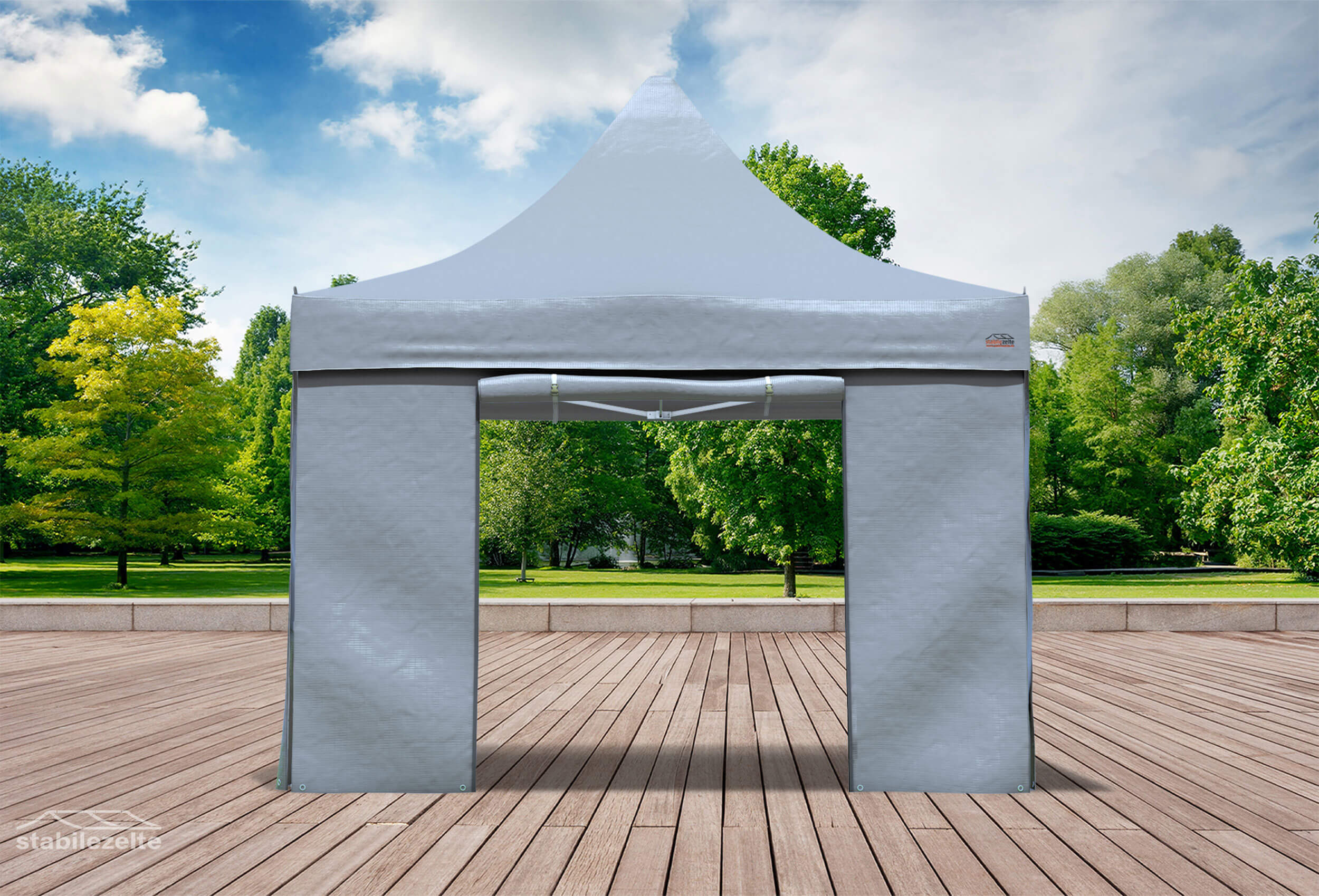 Seitenteil mit Tür 3m für einen Faltpavillon aus PVC FR in grau