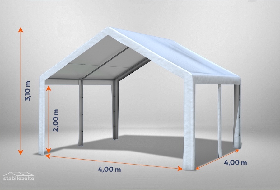 Weißes Partyzelt der Modular Serie ohne Seitenteile 4 x 4m