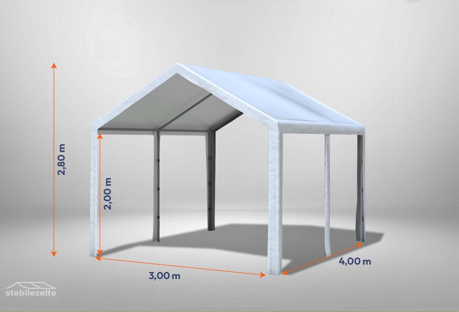 Weißes Partyzelt der Modular Serie ohne Seitenteile 3 x 4m