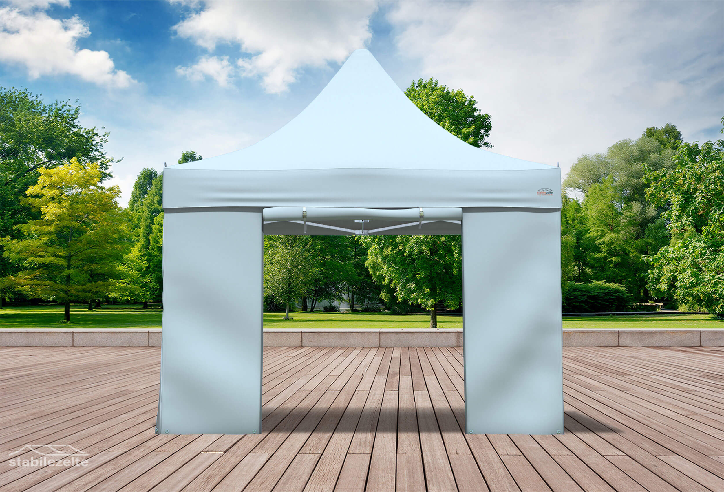 Faltzelt Seitenteil mit TÜR 3 Meter GRAU