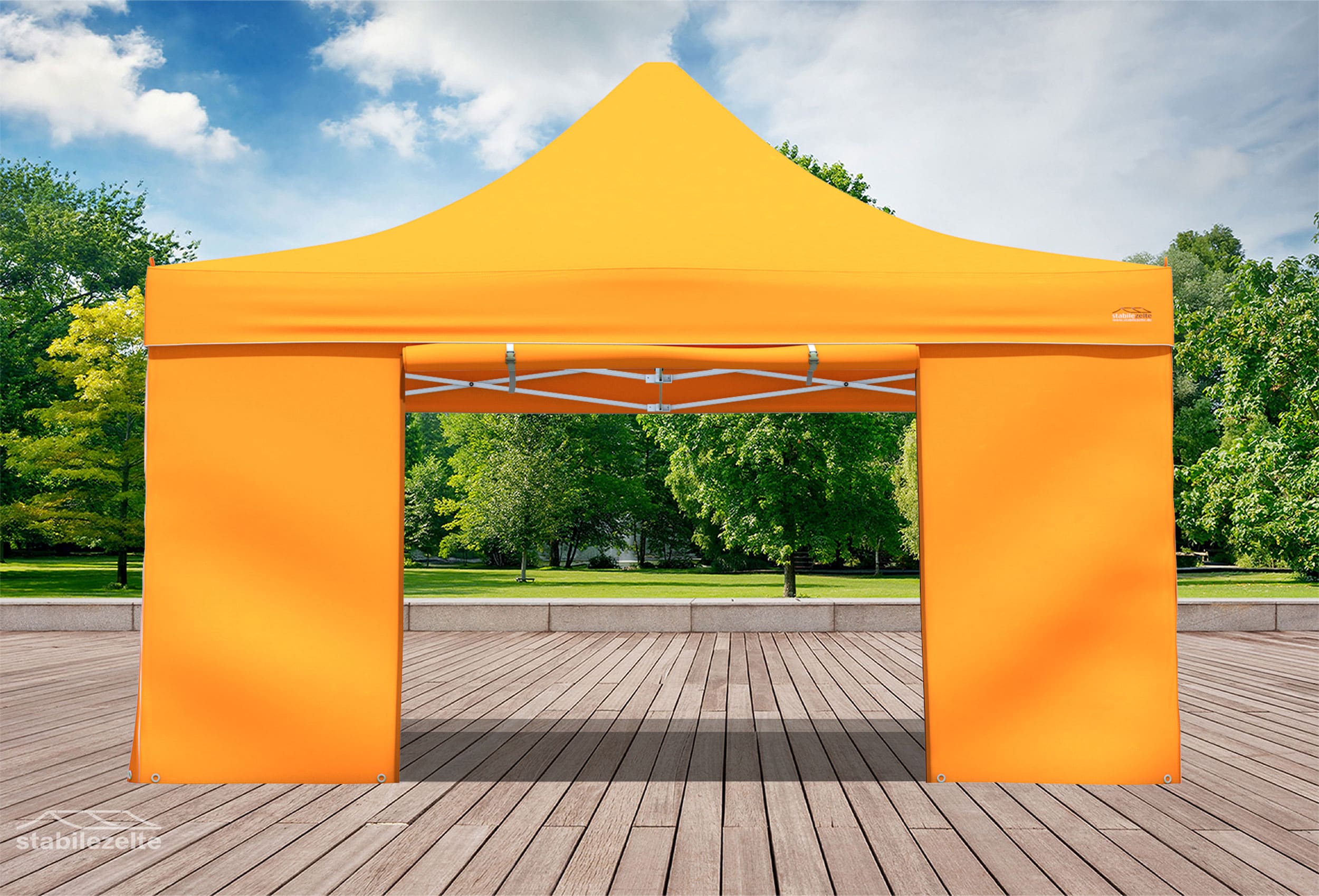 Faltzelt Seitenteil mit TÜR 4 Meter ORANGE
