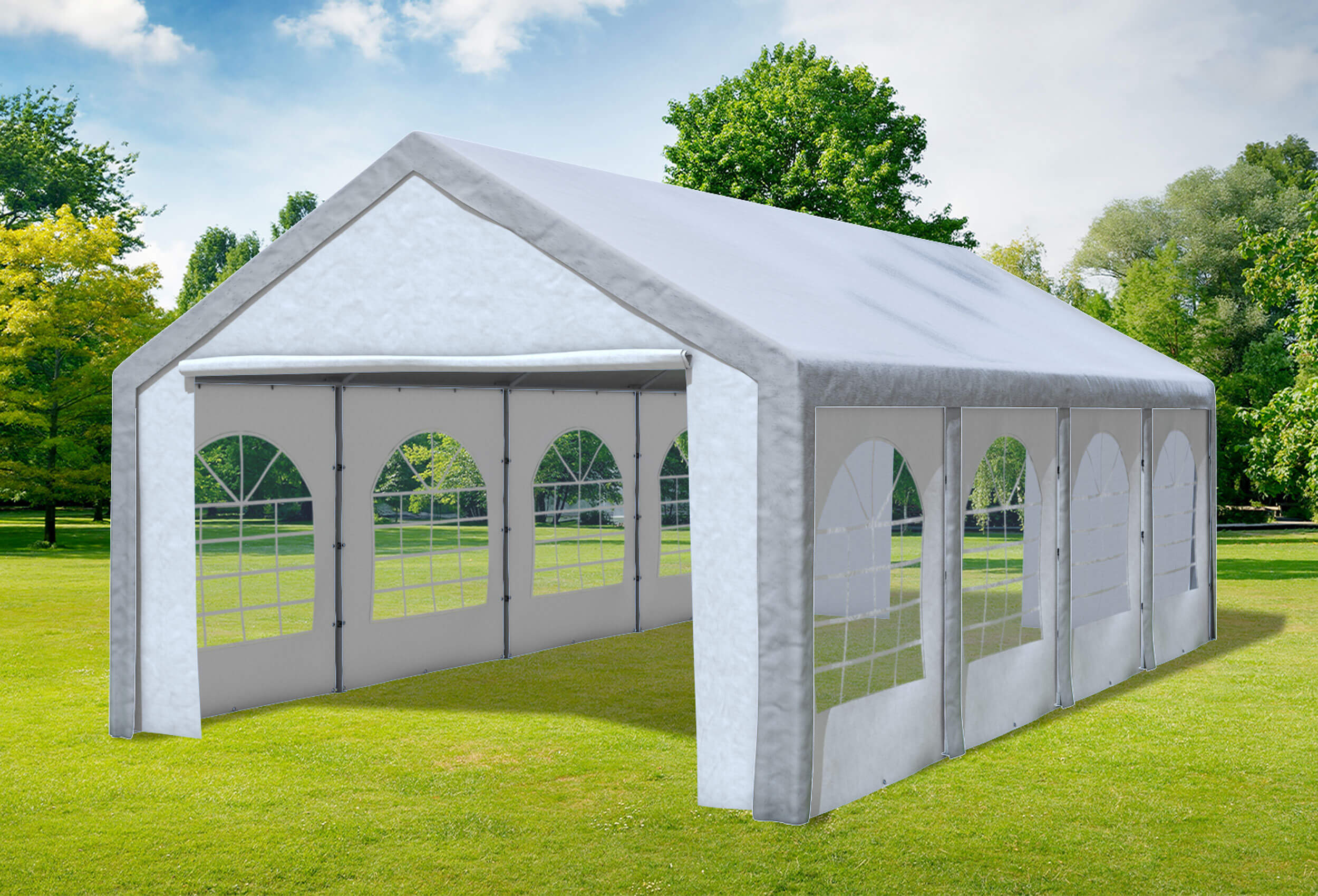 4x8 m Partyzelt, PE grau weiß