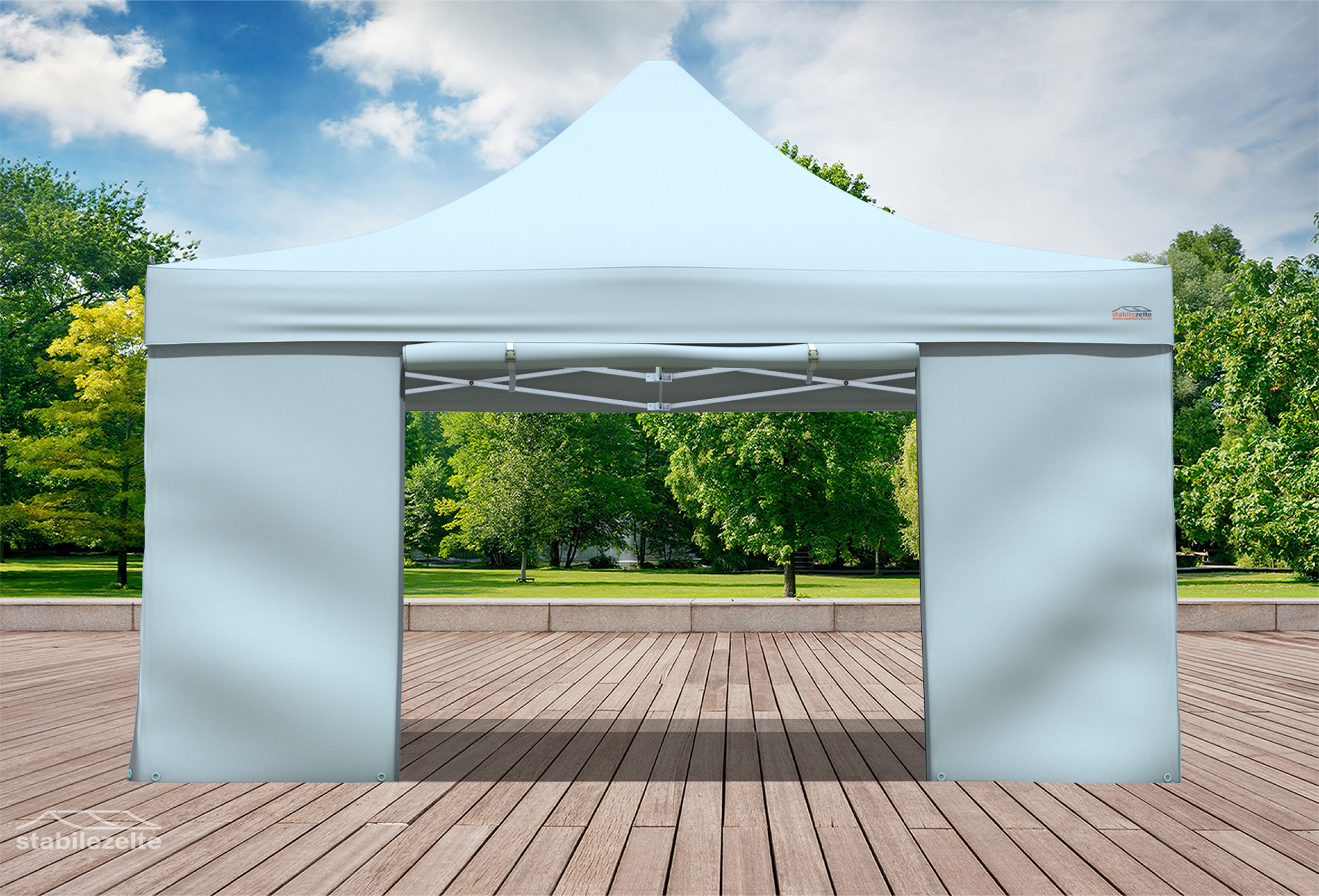 Faltzelt Seitenteil mit TÜR 4 Meter GRAU