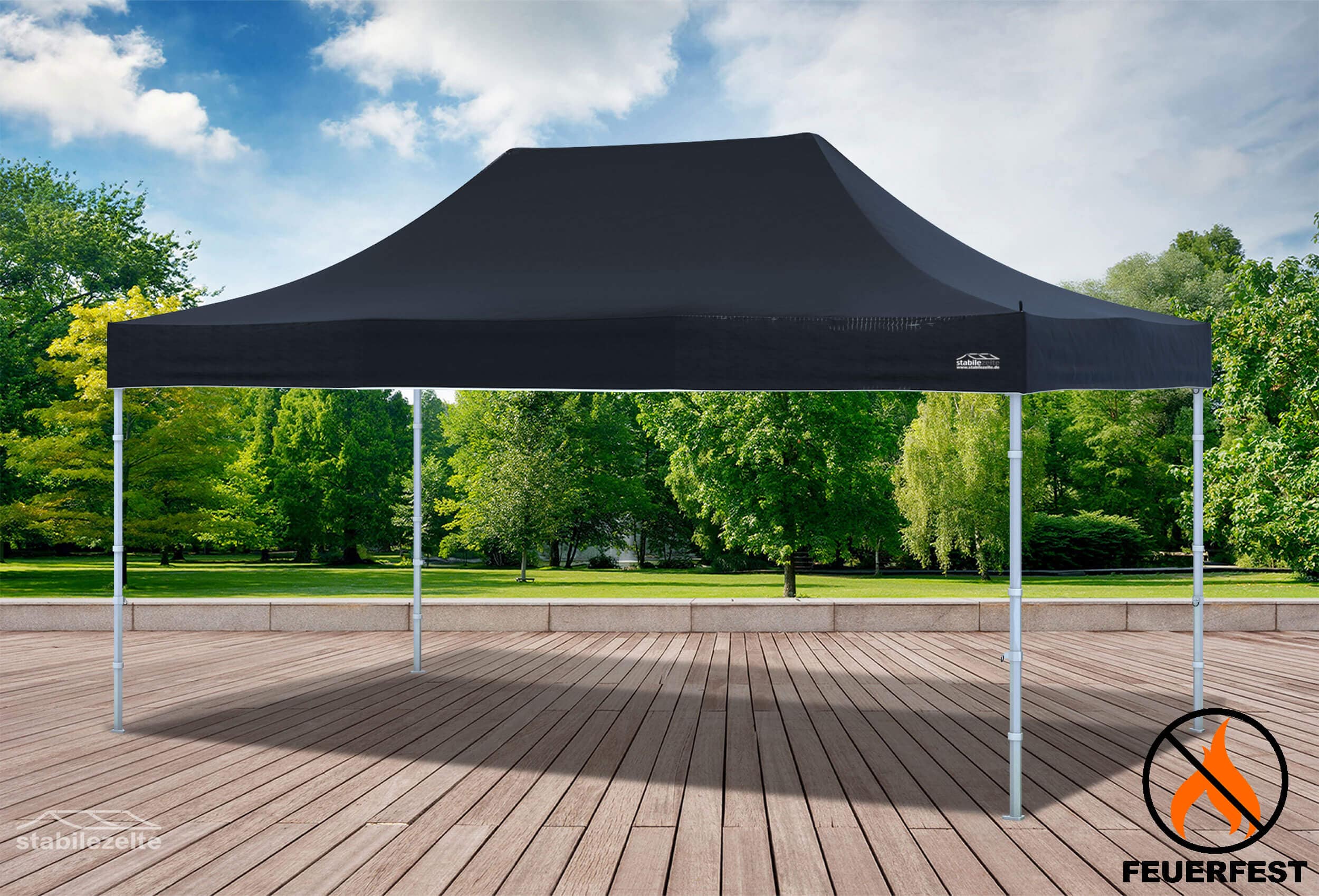 3x4,5 m Faltzelt Dachplane, PVC FR, schwarz