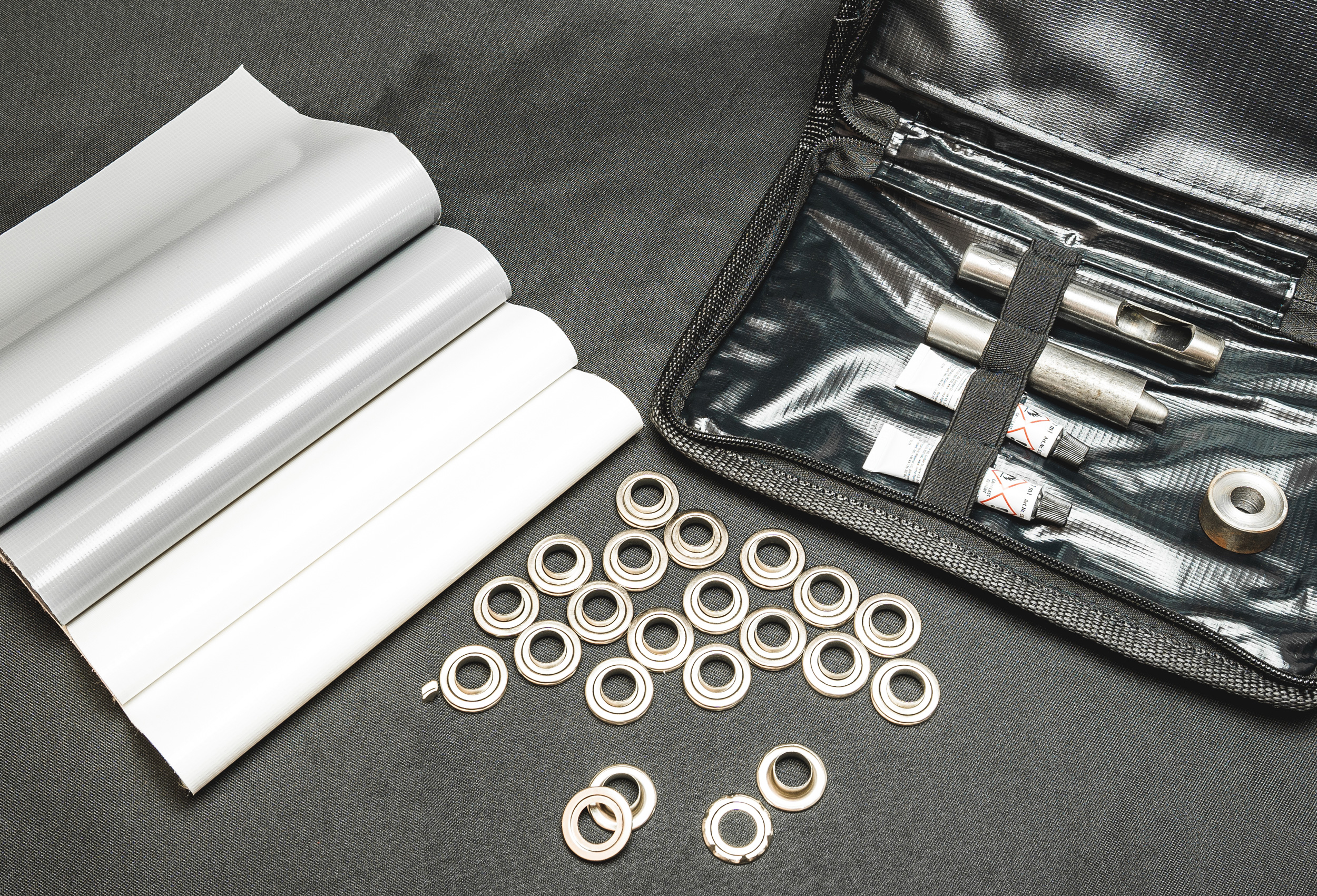 Reparatur-Set für PVC Zelte, weiß grau