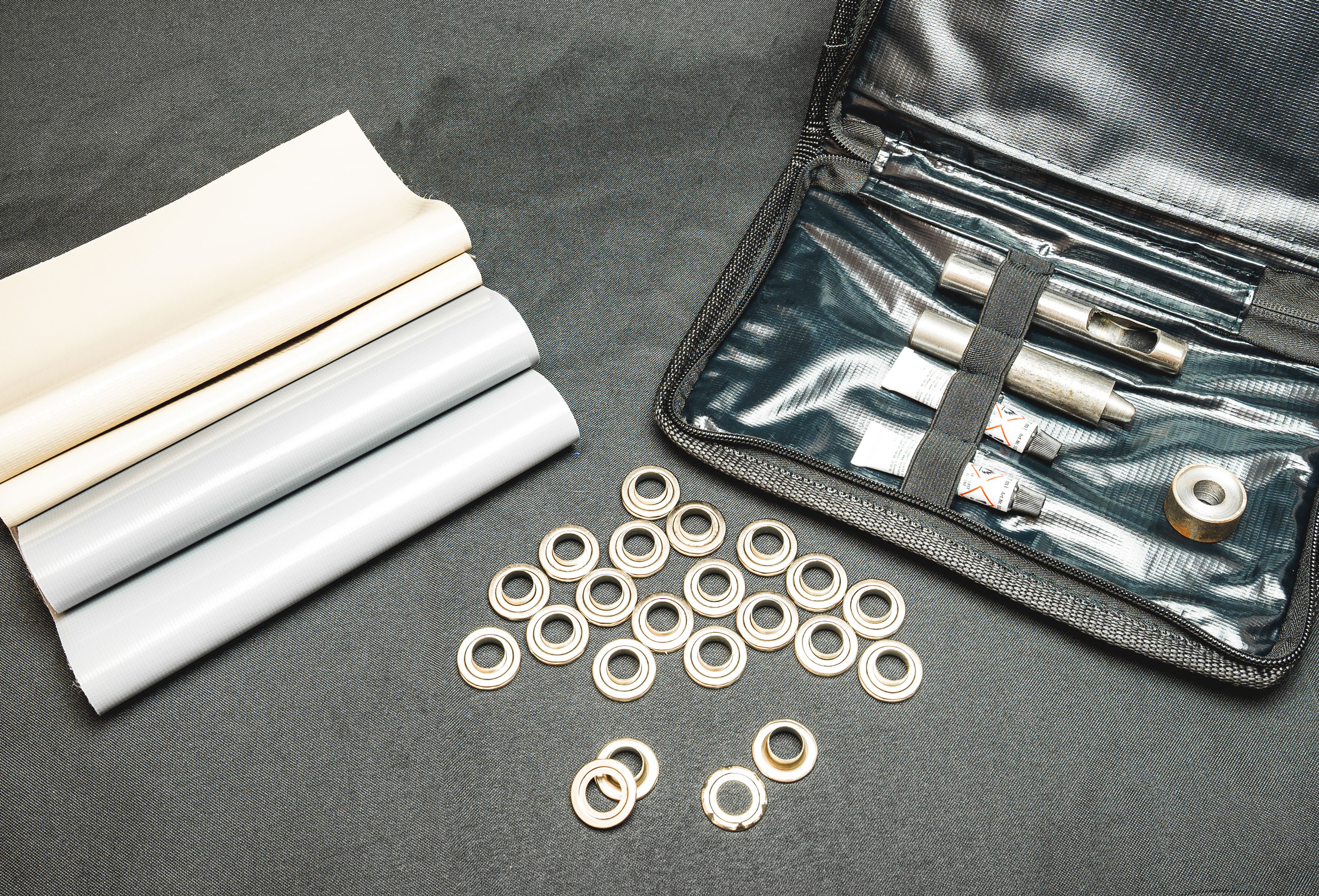 Reparatur-Set für PVC Zelte, grau braun