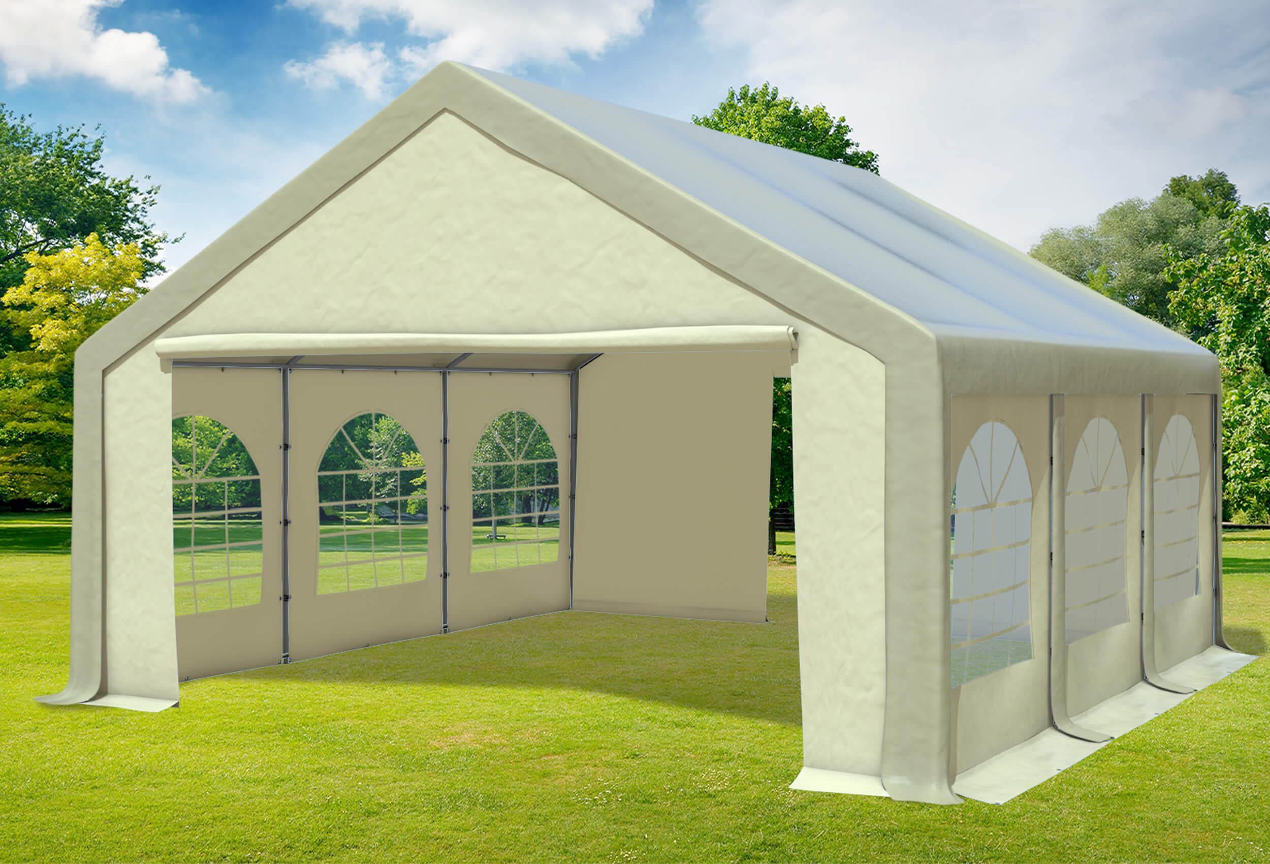 5x6 m Partyzelt, PVC braun Beige