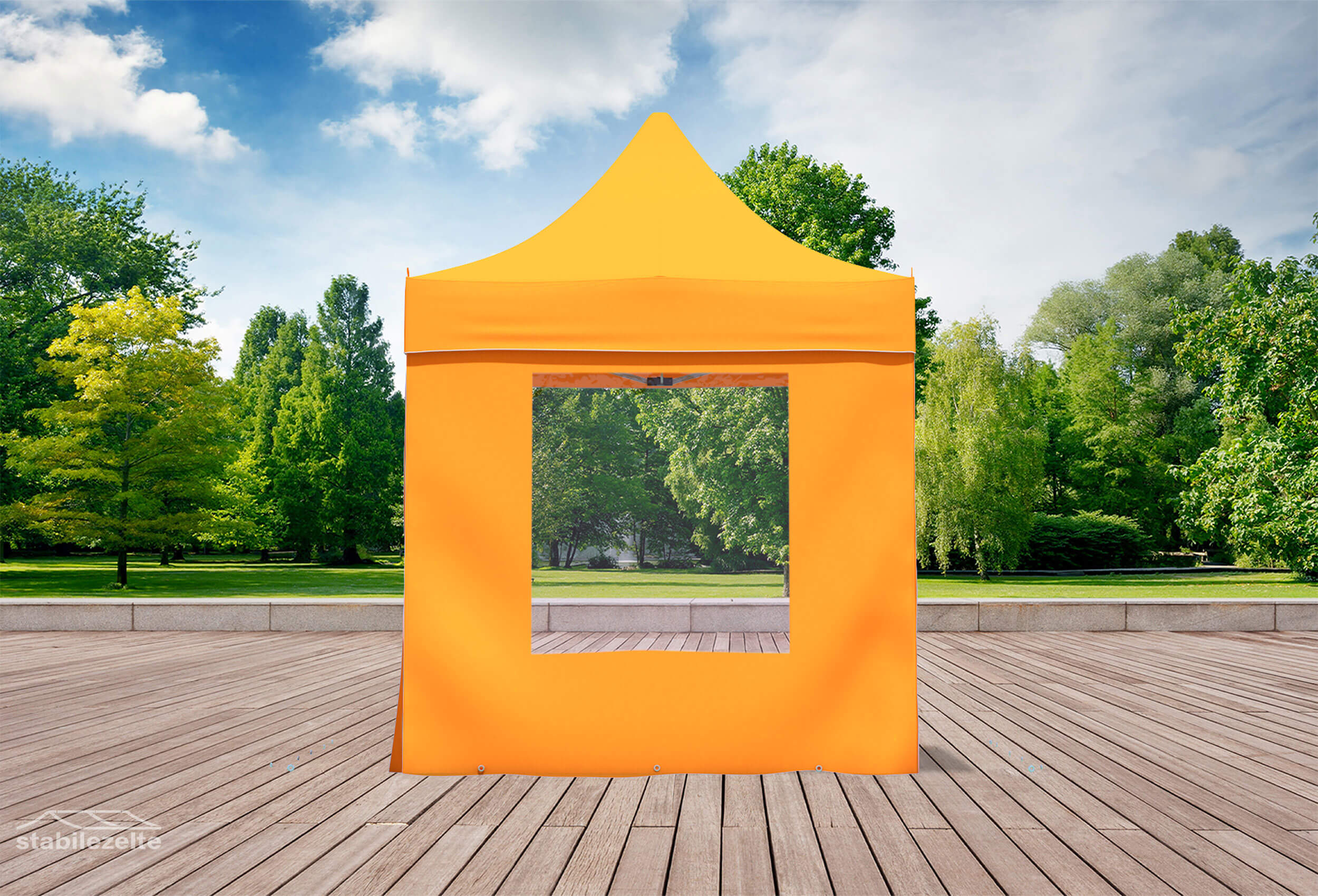Faltzelt Seitenteil mit FENSTER 2 Meter ORANGE