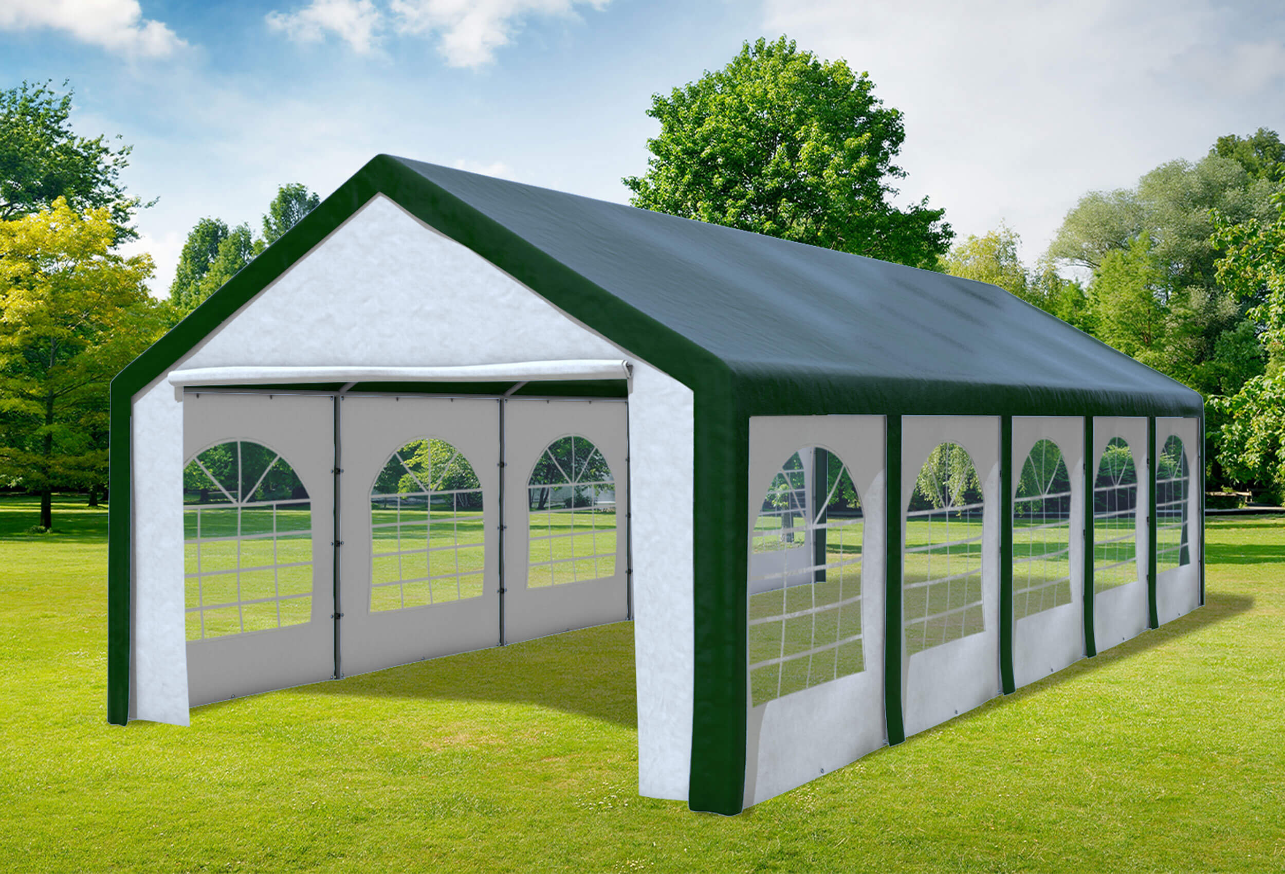 4x10 m Partyzelt, PE grün weiß