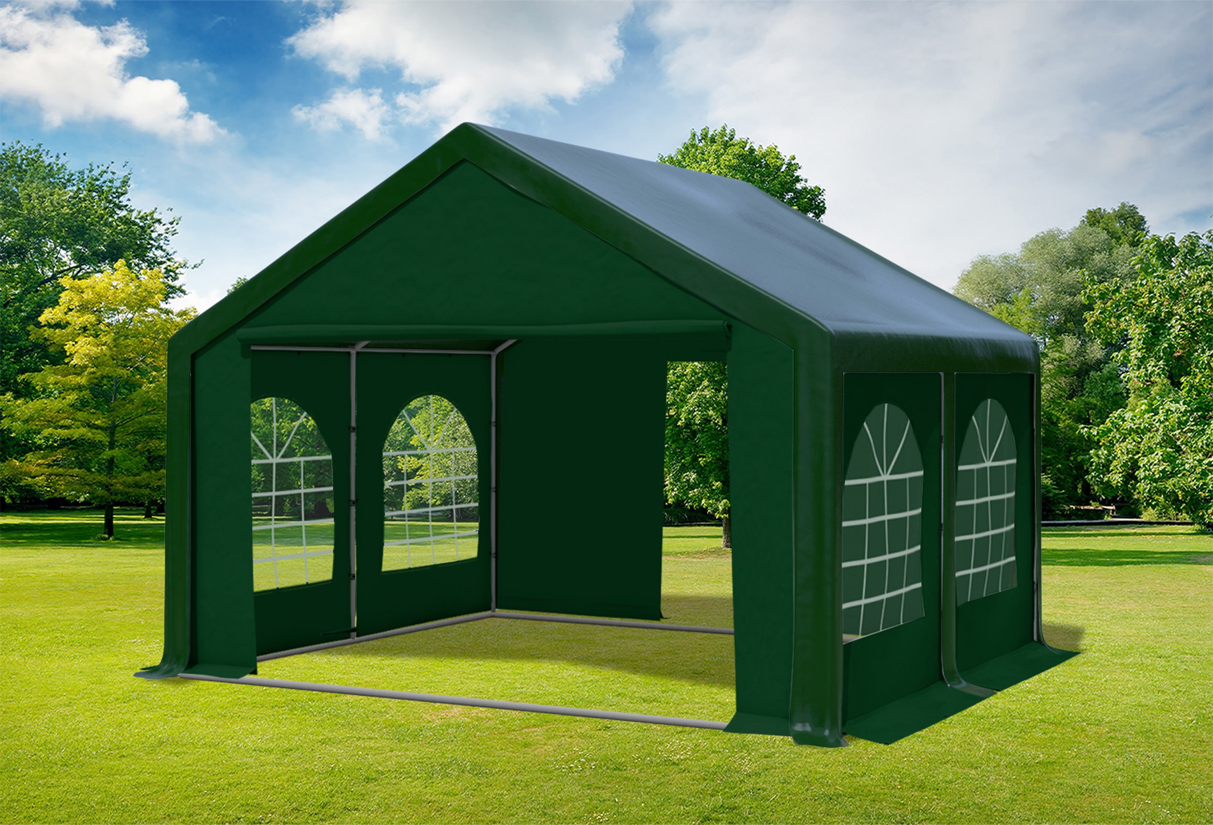 4x4 m Partyzelt, PVC grün