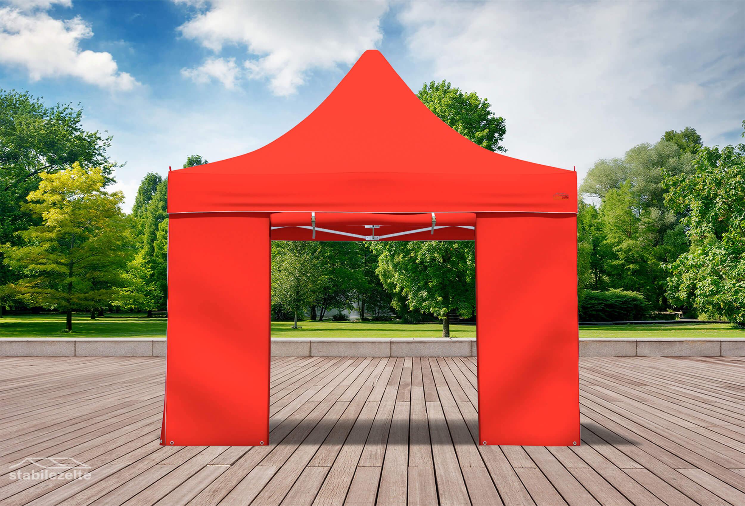 Faltzelt Seitenteil mit TÜR 3 Meter ROT
