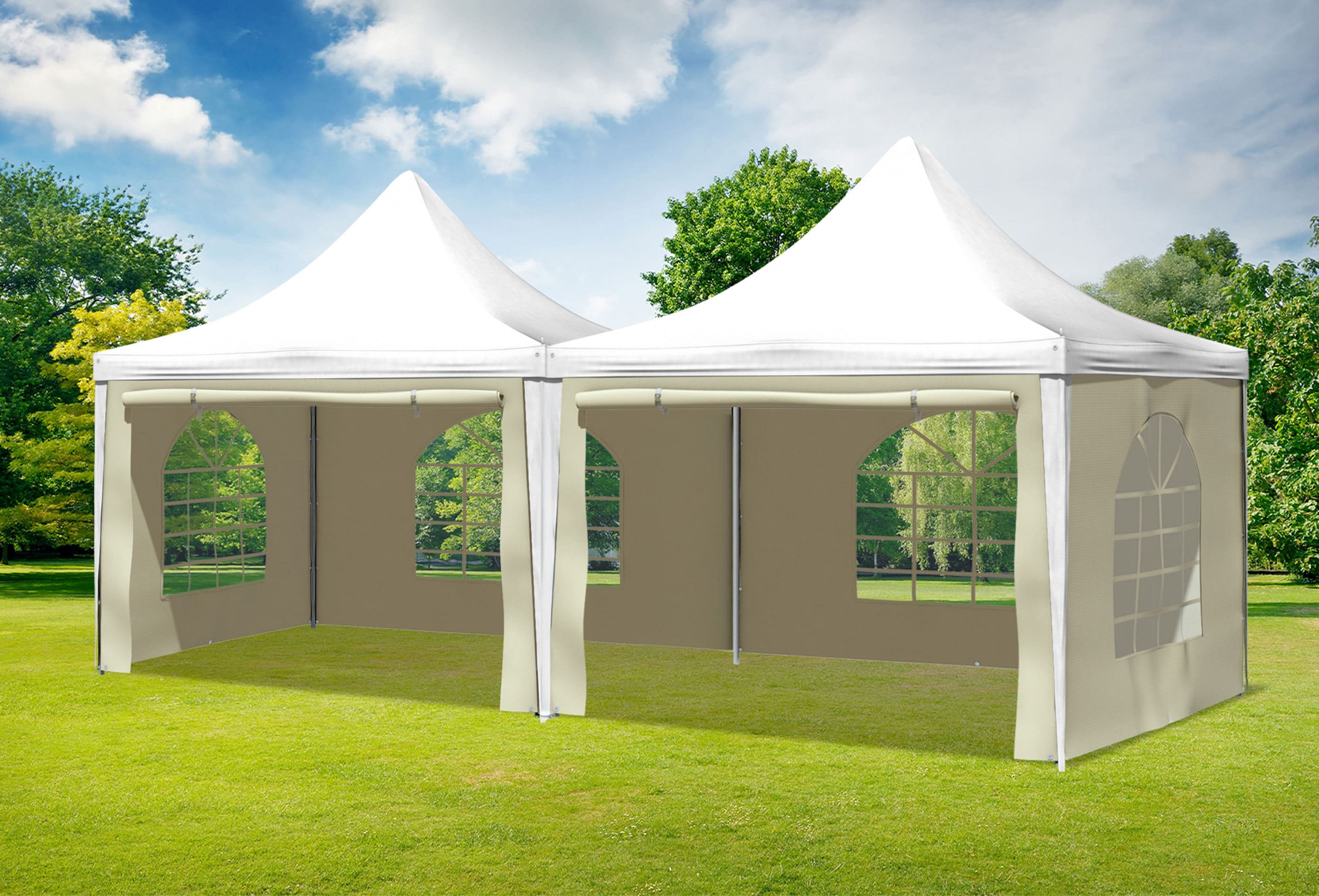 3x6 m Pavillon, PVC Arabica weiß beige