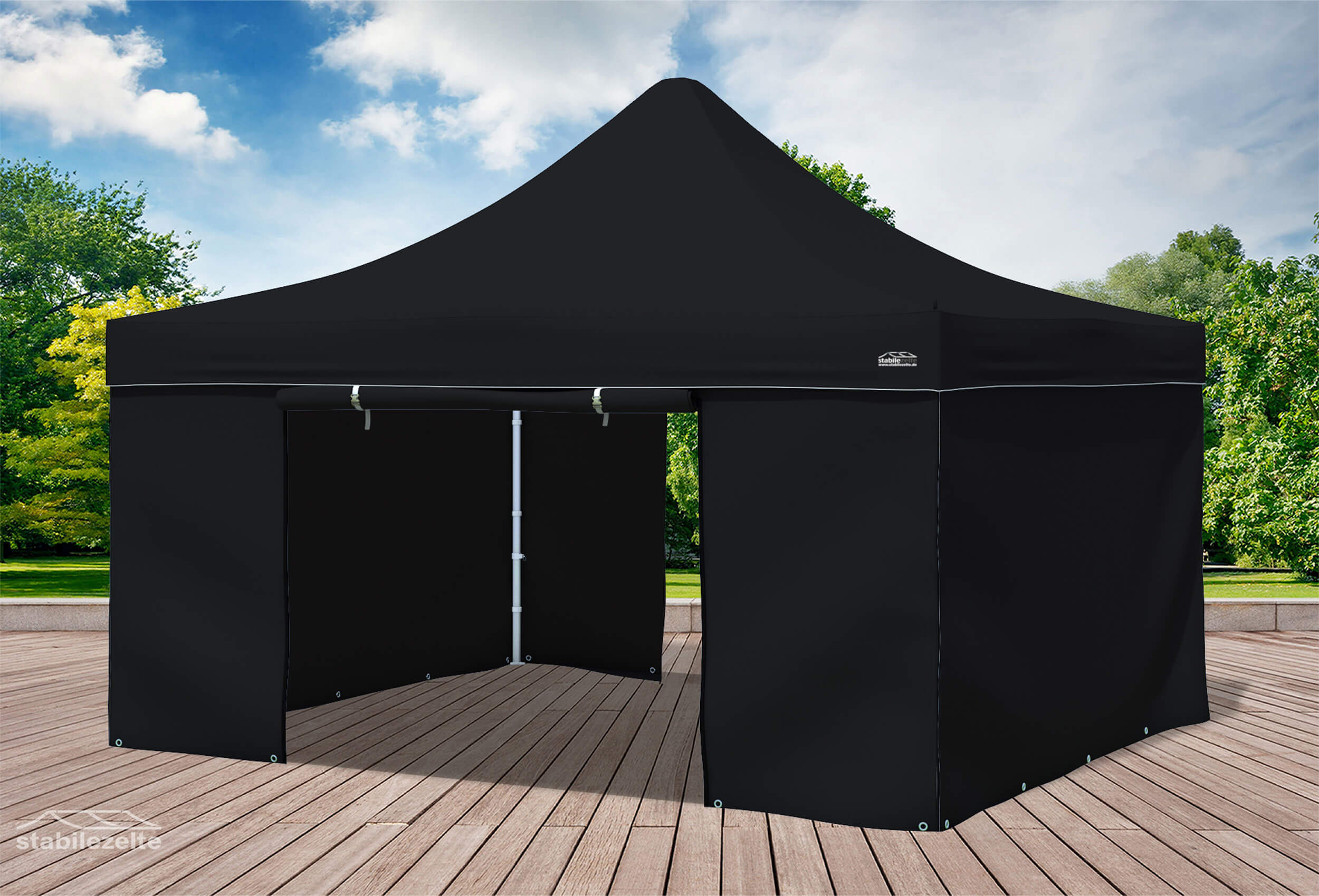 4x4 m Faltpavillon, schwarz