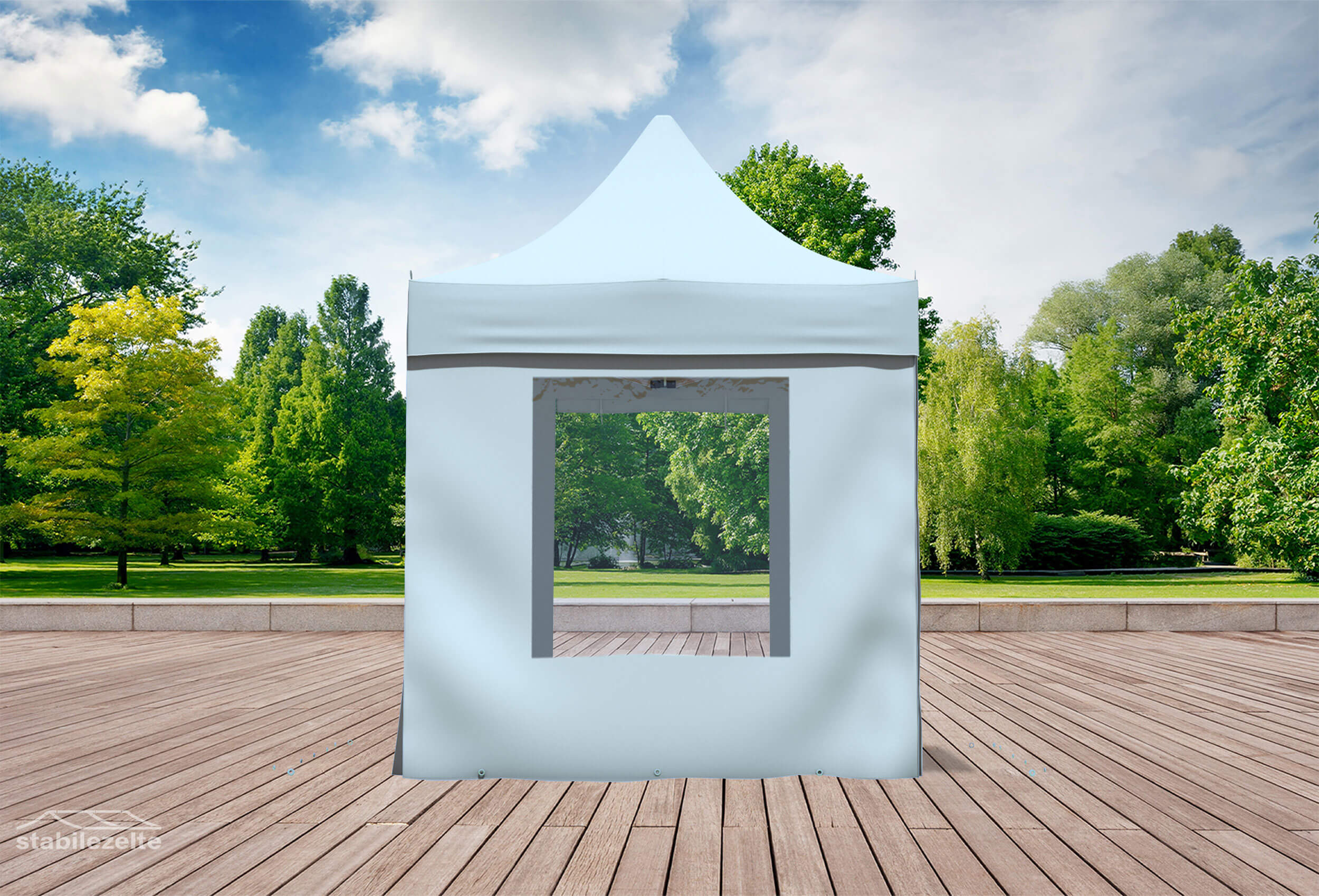 Faltzelt Seitenteil mit FENSTER 2 Meter GRAU