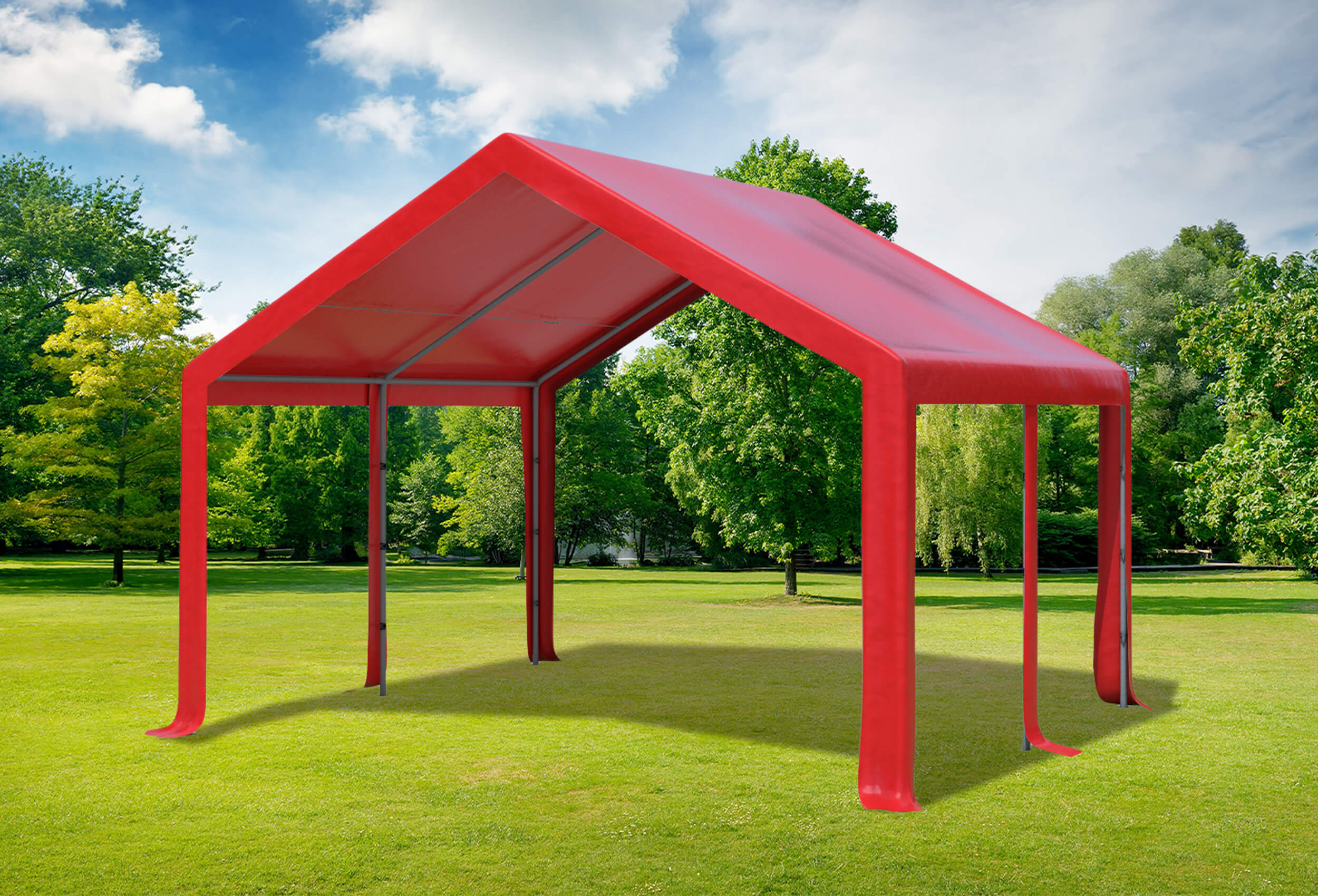 4x4 m Dachplane PVC inkl. Zubehör rot
