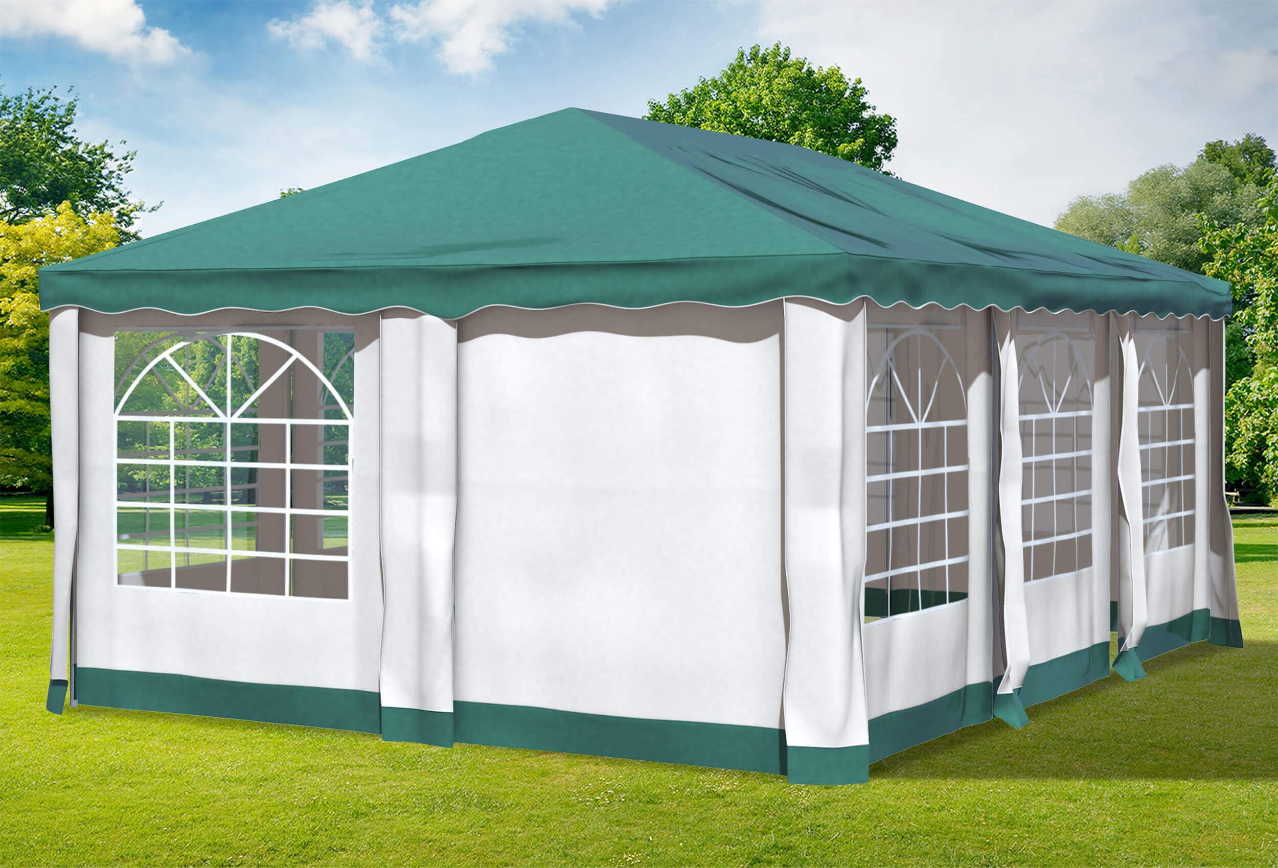 4x6 m Pavillon, Polyester PVC Deluxe grün