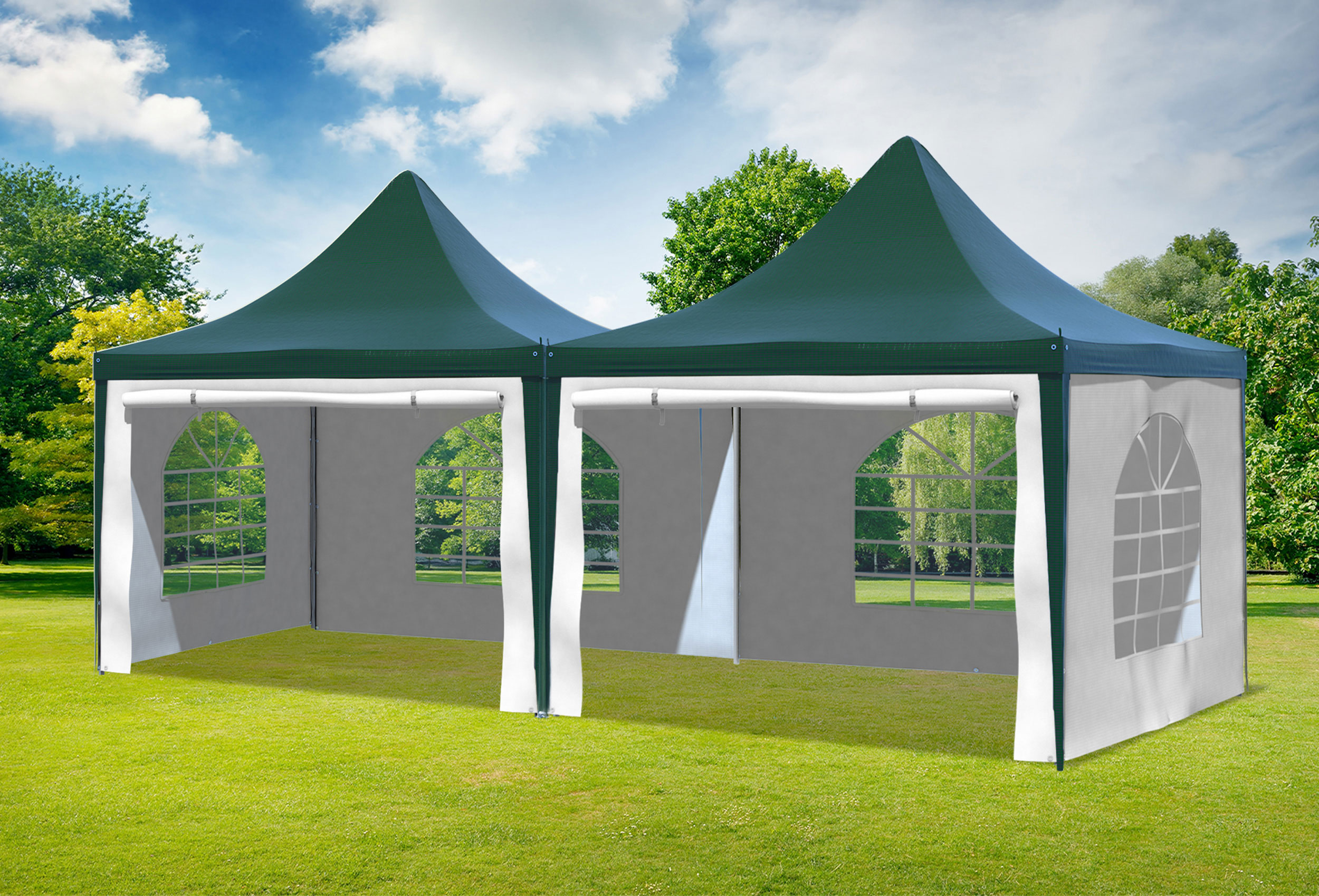 3x6 m Pavillon, PVC Arabica grün weiß