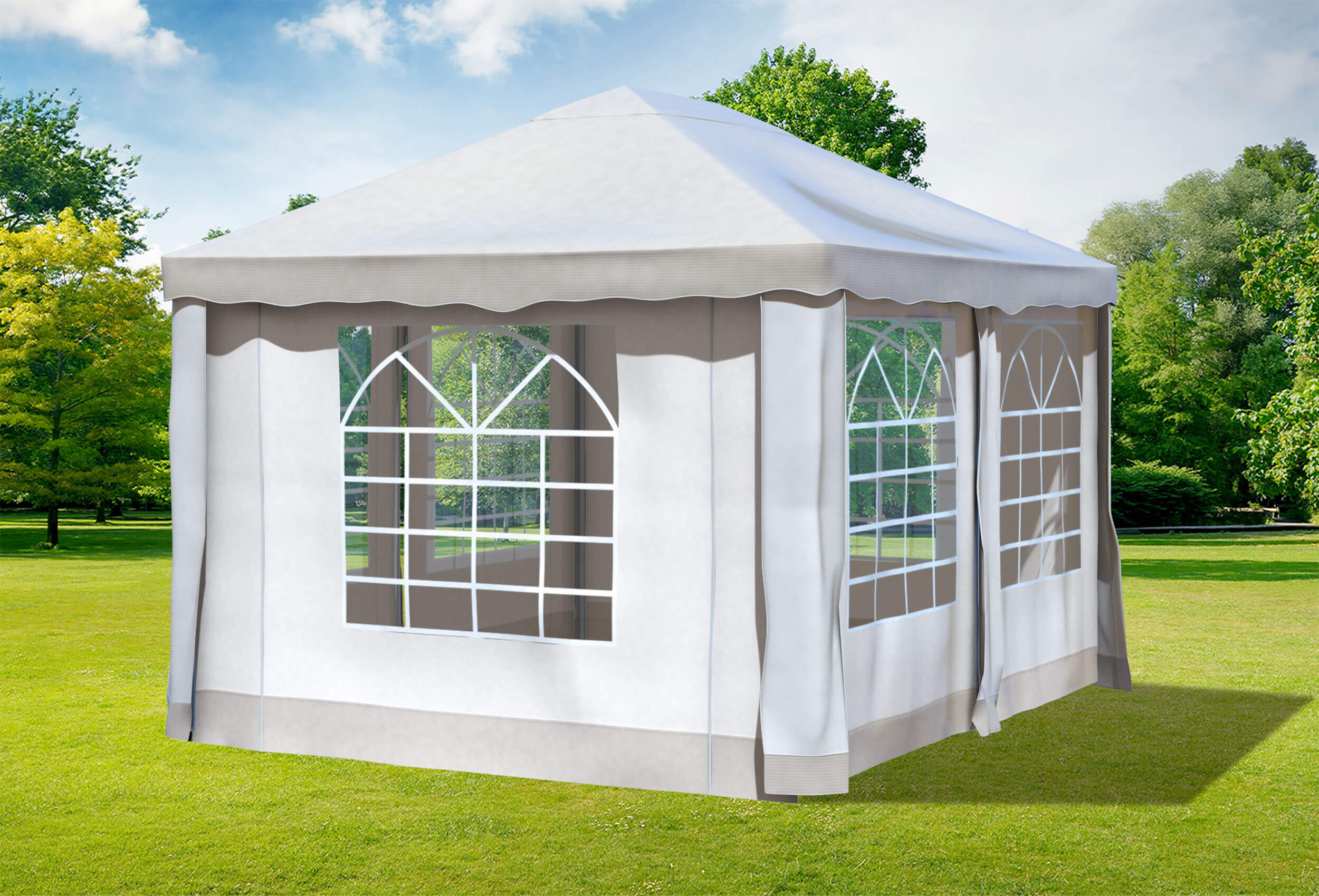 3x4 m Pavillon, Premium PVC Deluxe braun