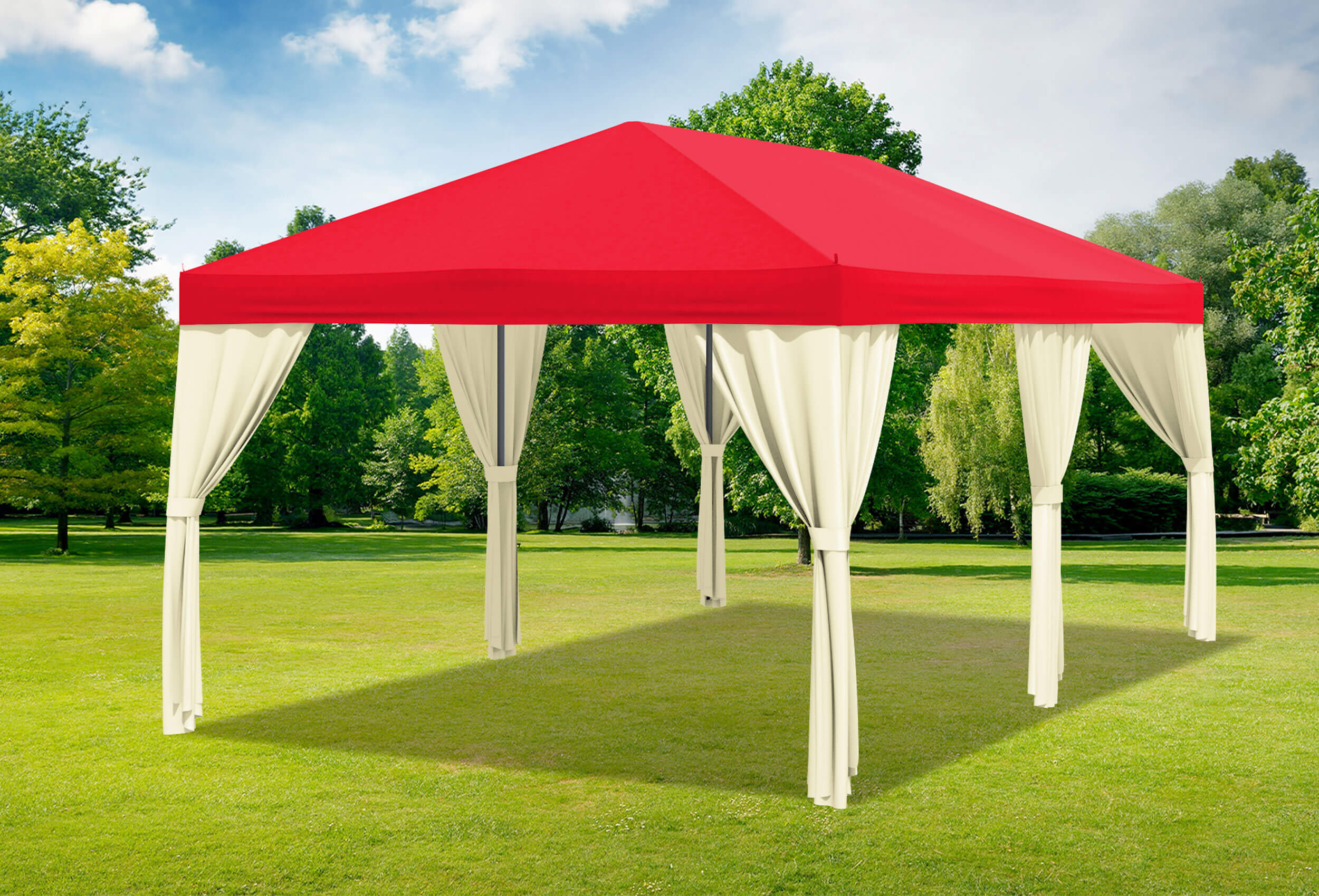 3x6 m Pavillon, Premium PVC Sahara rot