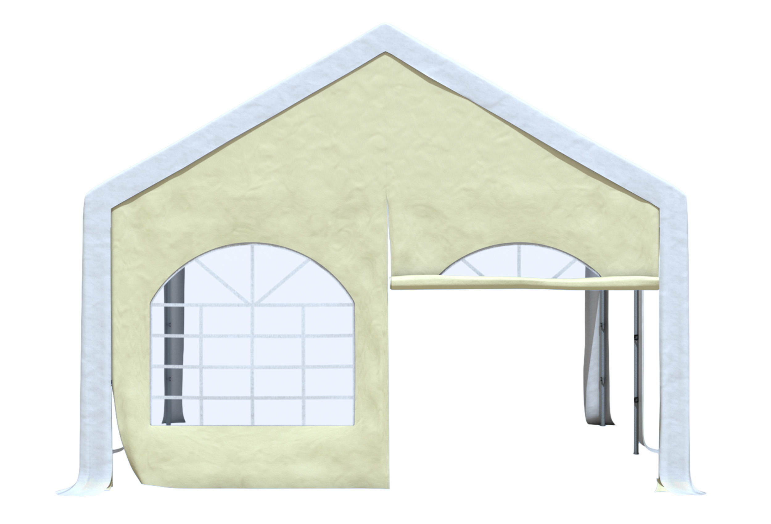 Modular Pro 4m PVC Giebelteil mit FENSTER & TÜR (einzeln) BEIGE