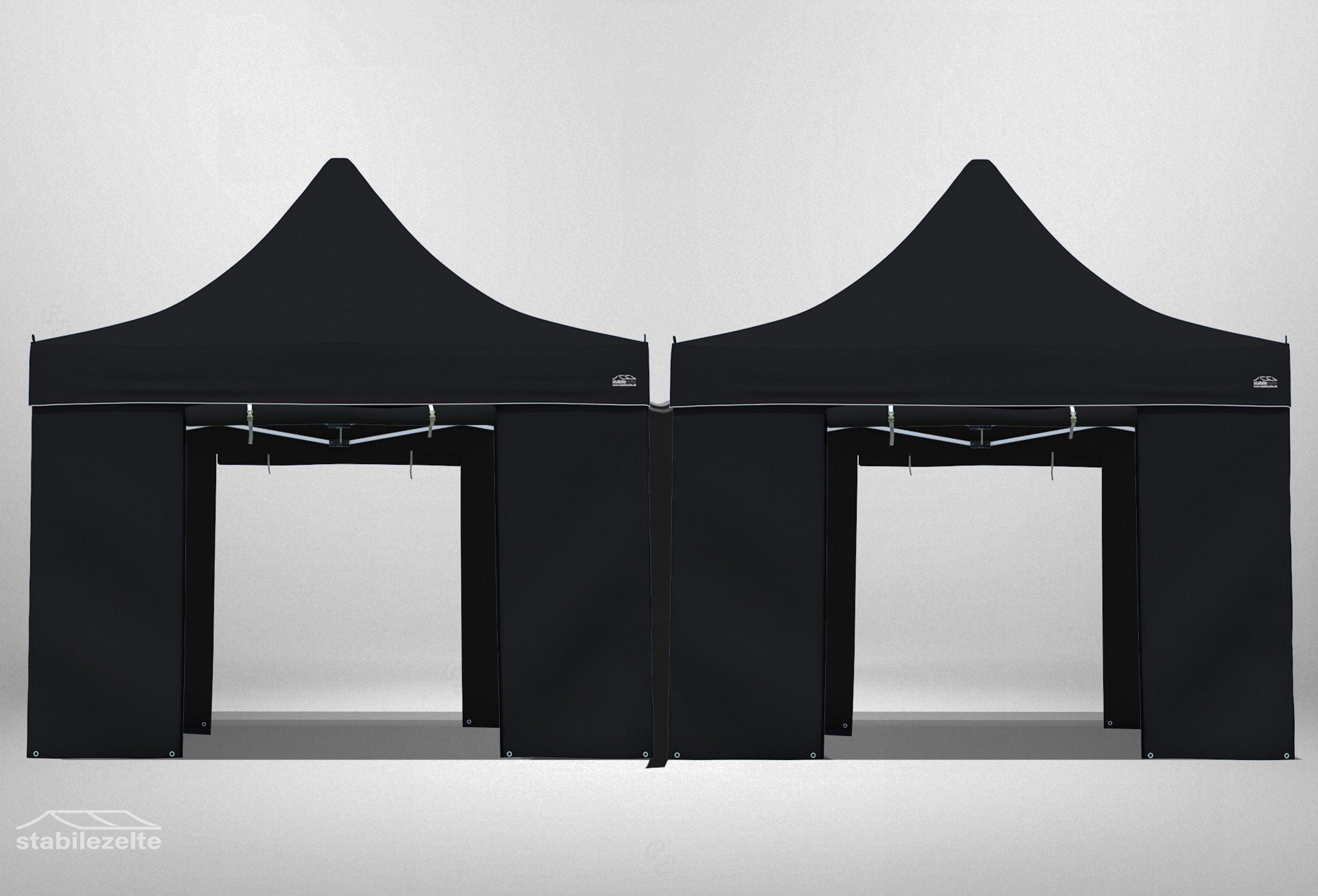 Faltzelt-Regenrinnen SET 6 Meter PROFESSIONAL SCHWARZ