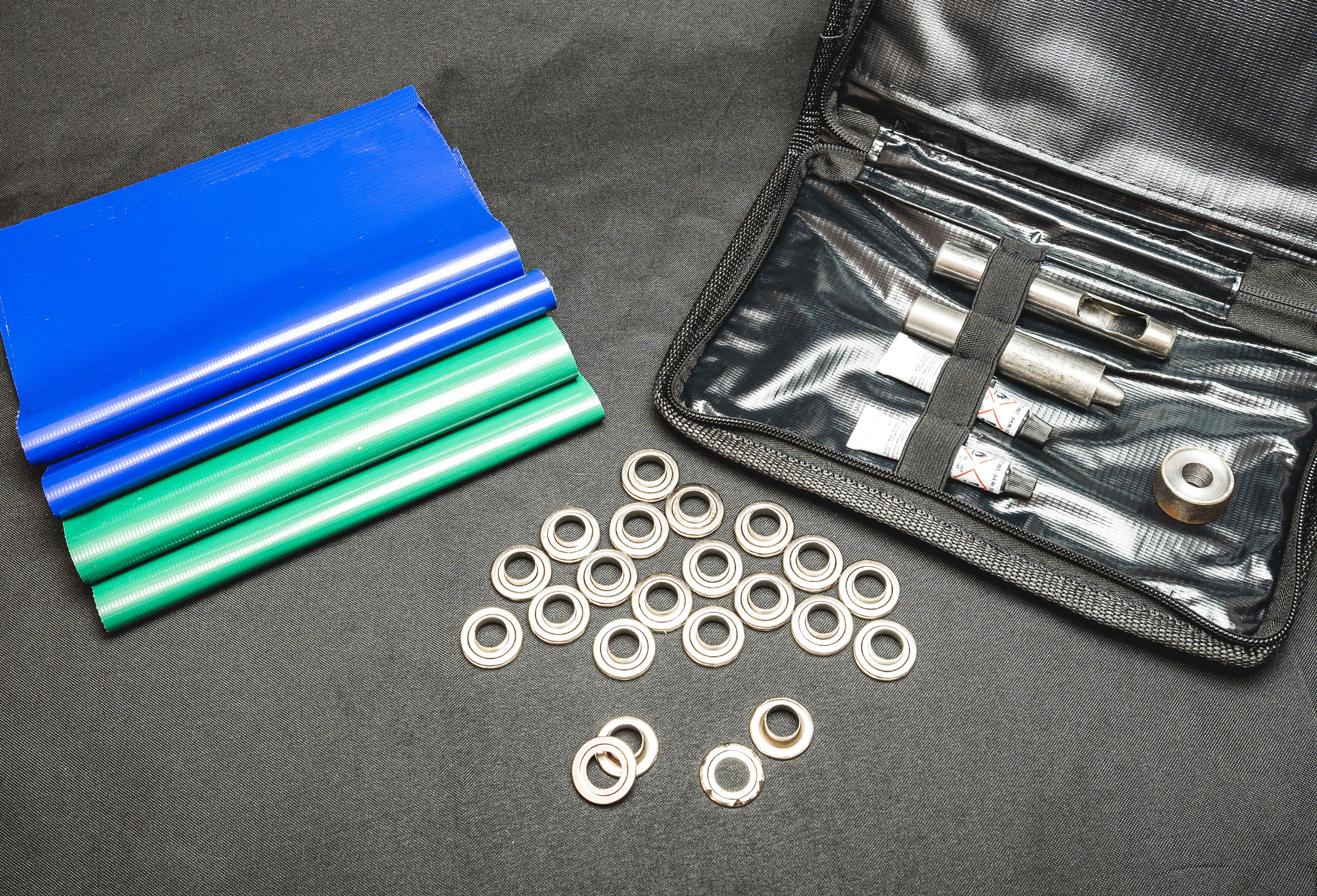 Reparatur-Set für PVC Zelte, grün blau