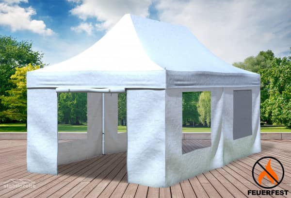 3x6 m Faltpavillon, PVC feuersicher weiß