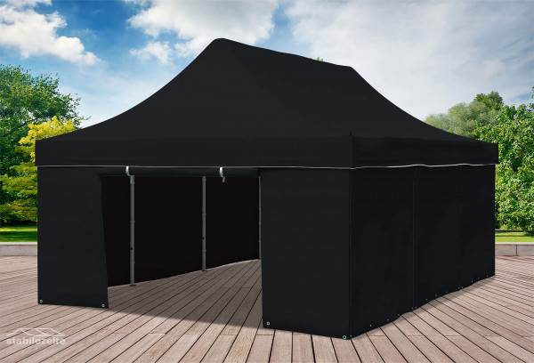 4x6 m Faltpavillon, schwarz
