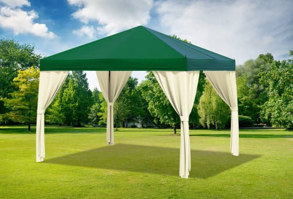 3x3 m Pavillon, Premium PVC Sahara grün