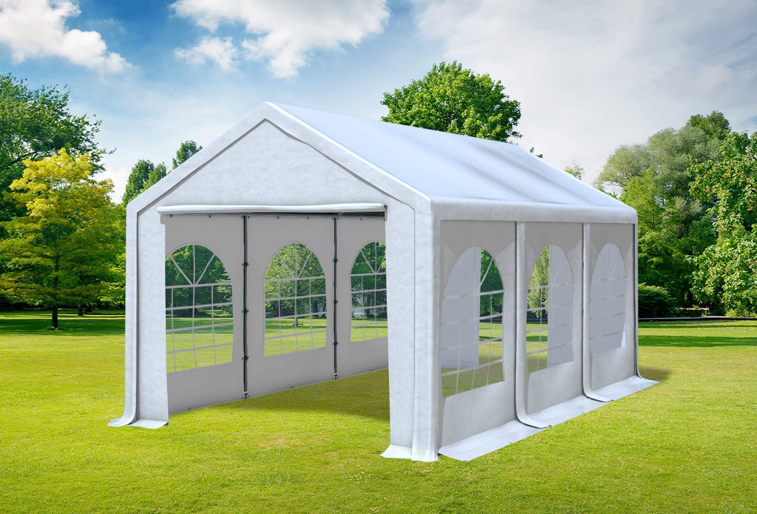 2 Seitenteile grün weiß für Pavillon Partyzelt ohne Fenster PE 100 g/m² Zeltwand 