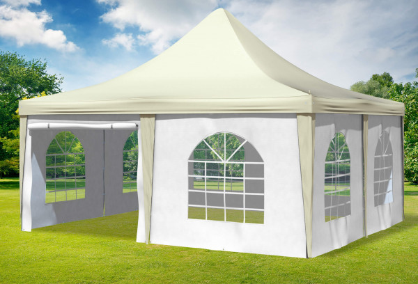 5x5 m Pavillon, PVC Arabica beige weiß