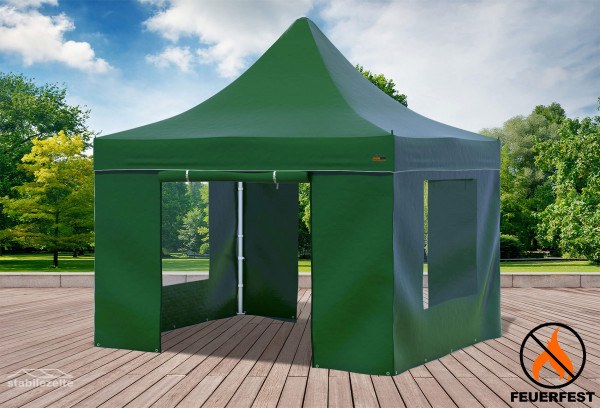 3x3 m Faltpavillon, PVC feuersicher grün
