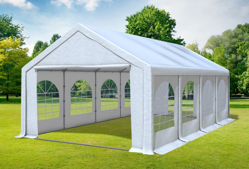 Stabilezelte Partyzelt Modular Professional 3x8m – PVC 500 G/m², Ohne Fenster, In Rot/Beige, Inkl. Seitenteilen & Zubehör